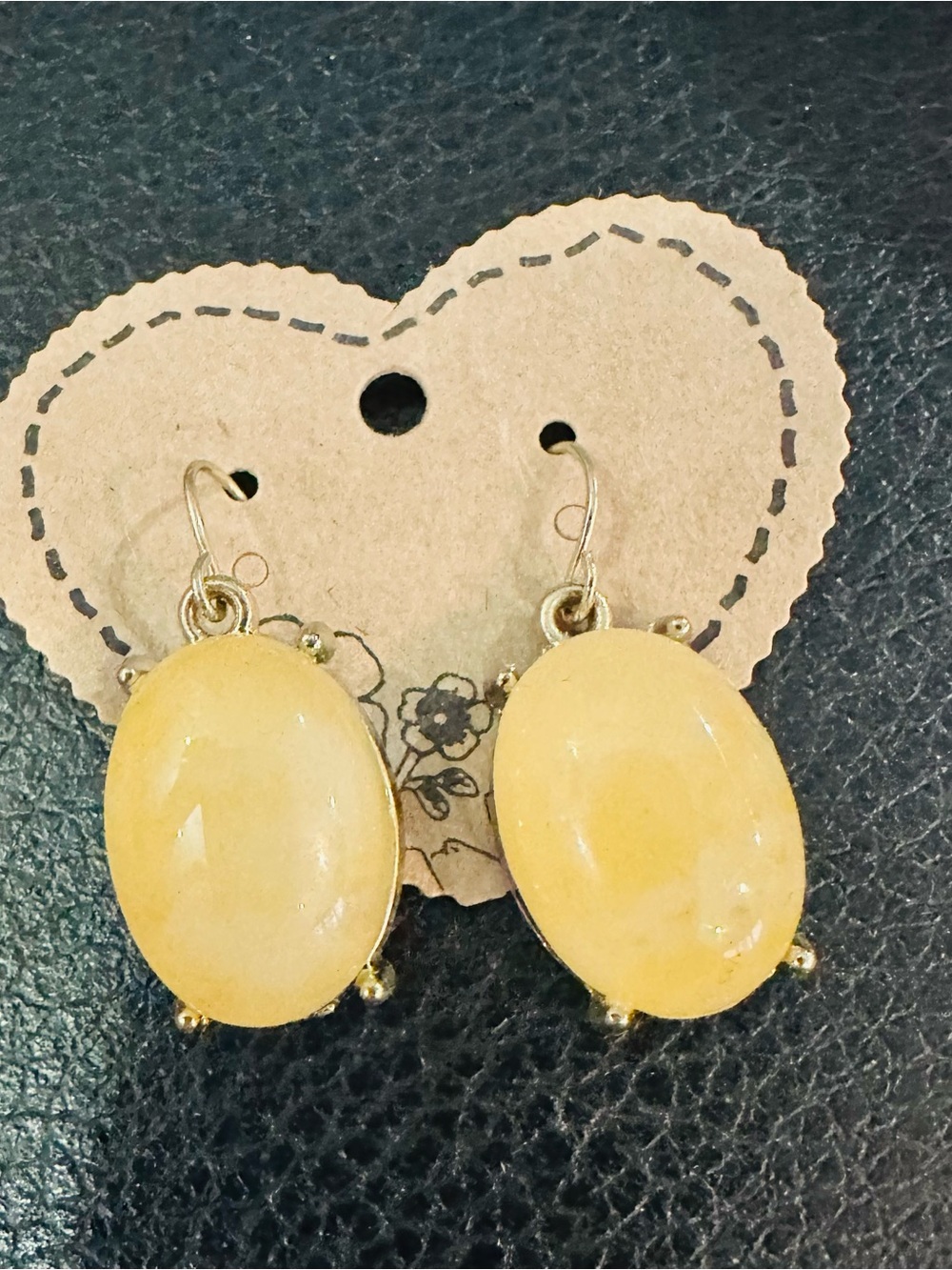 Yellow Oval Stone Drop Earrings - Women's Jewelry